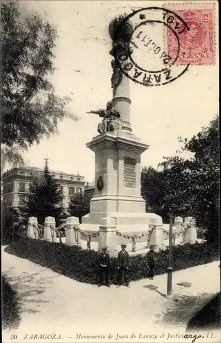 Ak Zaragoza Saragossa Aragonien, Monumento de Juan de Lanuza el Justiciazgo