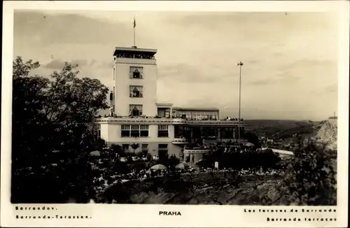 Ak Praha Prag, Barrandov, Berggaststätte, Aussichtsturm, Terrasse