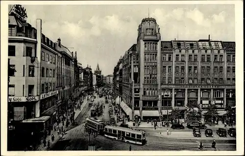 Ak Praha Prag Tschechien, Prikopy, Graben, Straßenbahn