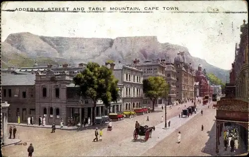 Ak Cape Town Kapstadt Südafrika, Adderley Street and Table Mountain