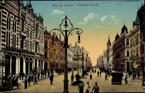 Ak Rio de Janeiro Brasilien, Avenida Central, Straßenpartie in der Stadt