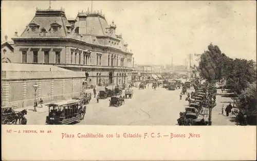 Ak Buenos Aires Argentinien, Plaza Constitucion con la Estacion