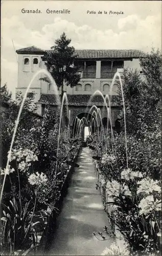 Ak Granada Andalusien Spanien, Generalife, Patio de la Acequia