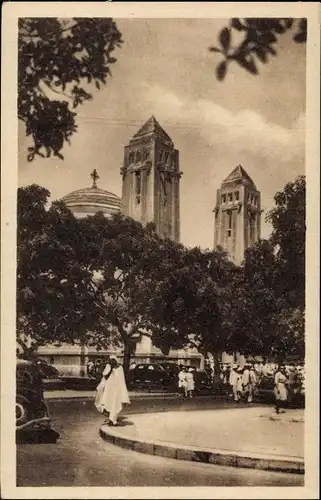 Ak Dakar Senegal, Kathedrale, Straßenpartie