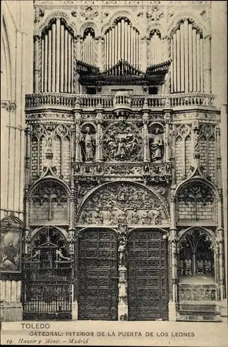 Ak Toledo Kastilien La Mancha Spanien, Catredral, Interior de la Puerta de los Leones