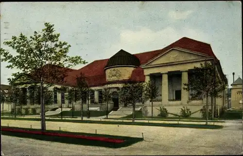 Ak Leipzig in Sachsen, Weltausstellung für Buchgewerbe und Graphik 1914, Ausstellungsgebäude