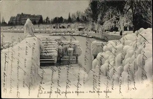 Ak Genève Genf Schweiz, Bise glaciale, Parc Mon Repos
