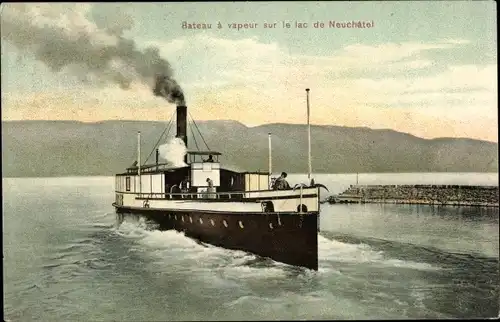 Ak Neuchâtel Neuenburg Stadt, Bateau a vapeur sur le lac de Neuchâtel