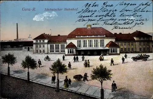 Ak Gera Thüringen, Blick auf den Sächsischen Bahnhof
