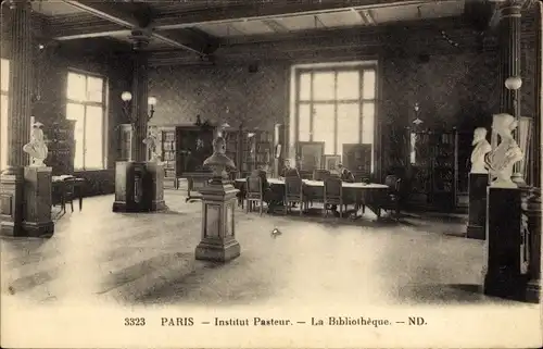 Ak Paris XV Vaugirard, Institut Pasteur, La Bibliotheque