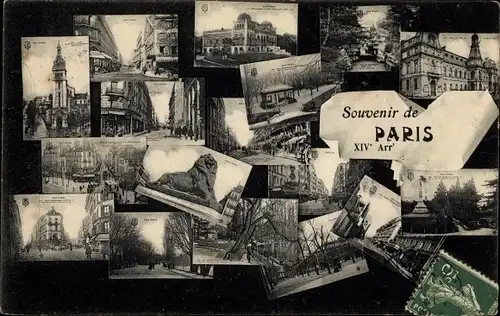 Ak Paris XIV Observatoire, Souvenir de Paris XIV° Arr', Teilansichten