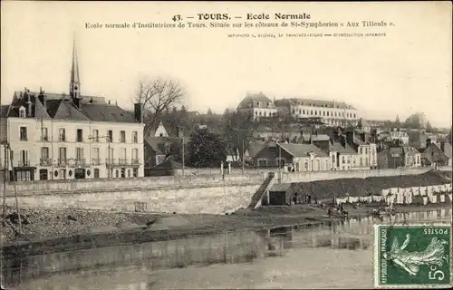 Ak Tours Indre et Loire, Ecole Normale, Situee sur les cotenux de St-Symphorien Aux Tilleuls