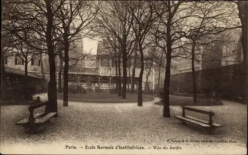 Ak Paris XVI, Ecole Normale d'Institutrices, Vue du Jardin, Garten, Schule