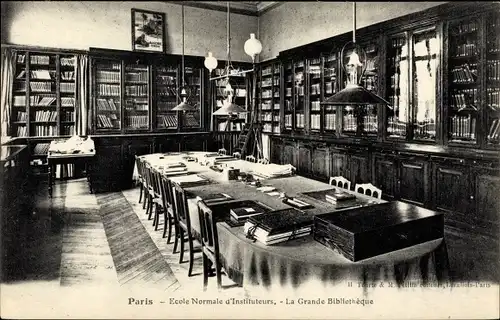 Ak Paris XVI, Ecole Normale d'Instituteurs, La Grande Bibliotheque, Schulbibliothek