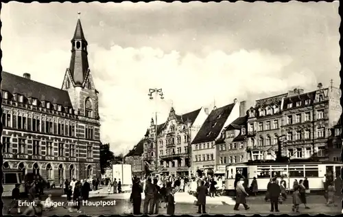 Ak Erfurt in Thüringen, Anger, Hauptpost, Straßenbahn