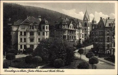 Ak Sonneberg in Thüringen, Jutta-Platz, Katholische Kirche