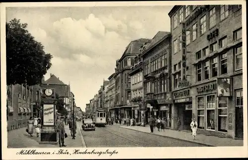 Ak Mühlhausen in Thüringen, Hindenburgstraße, Café, Thüringia Haus
