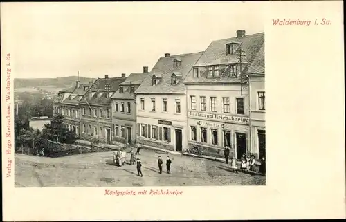 Ak Waldenburg in Sachsen, Königsplatz mit Reichskneipe