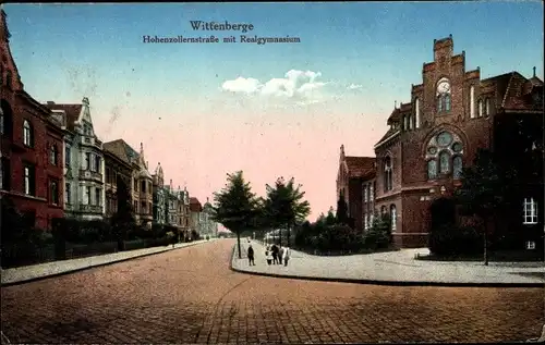 Ak Wittenberge an der Elbe Prignitz, Hohenzollernstraße mit Realgymnasium