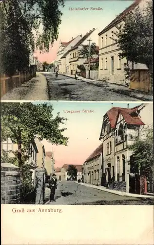 Ak Annaburg im Kreis Wittenberg, Holzdorfer Straße, Torgauer Straße