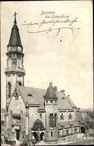 Ak Zwickau in Sachsen, Lutherkirche, Außenansicht