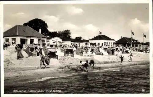 Ak Ostseebad Kellenhusen in Holstein, Strandpartie, Badende, Strandkorb