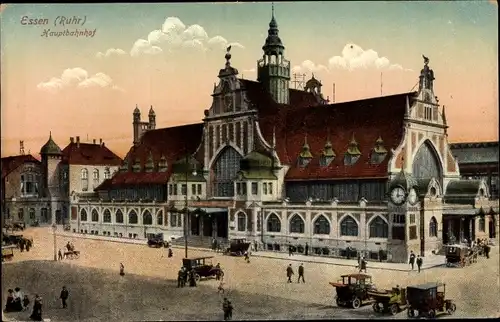 Ak Essen im Ruhrgebiet, Blick von der Straßenseite auf den Hauptbahnhof