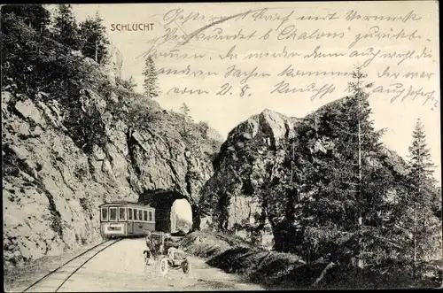 Ak Weidenau Siegen in Westfalen, Schlucht, Blick auf Bahn