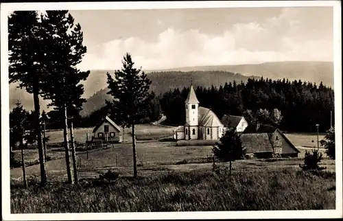 Ak Kniebis Freudenstadt im Nordschwarzwald, Kirche, Wald