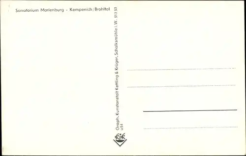 Ak Kempenich in der Eifel, Sanatorium Marienburg, Inneres, Zimmer