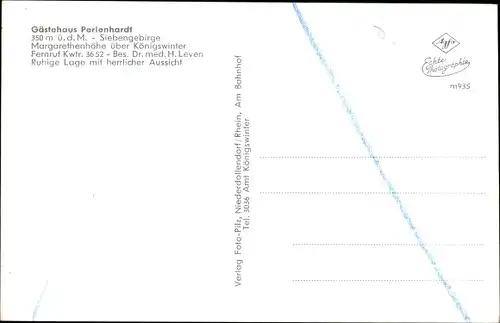 Ak Margarethenhöhe Königswinter am Rhein, Gästehaus Perlenhardt