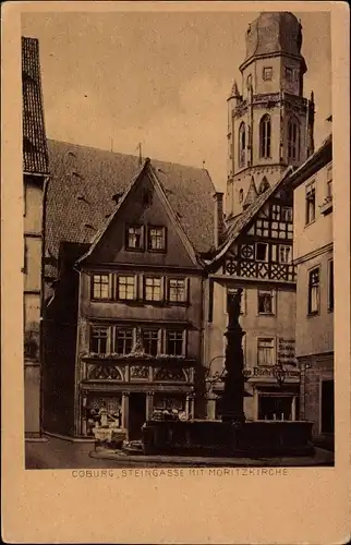 Ak Coburg in Oberfranken, Steingasse mit Moritzkirche