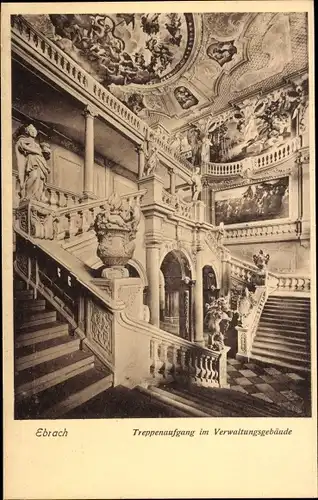 Ak Ebrach in Oberfranken, Treppenaufgang im Verwaltungsgebäude