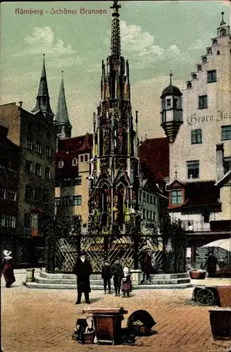 Ak Nürnberg in Mittelfranken, Schöner Brunnen