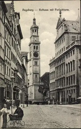 Ak Augsburg in Schwaben, Rathaus mit Perlachturm