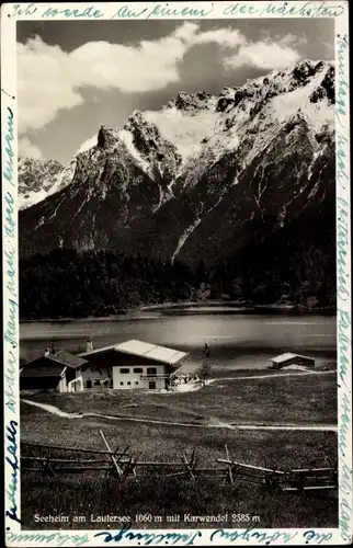 Ak Mittenwald in Oberbayern, Seeheim am Lautersee, Karwendel