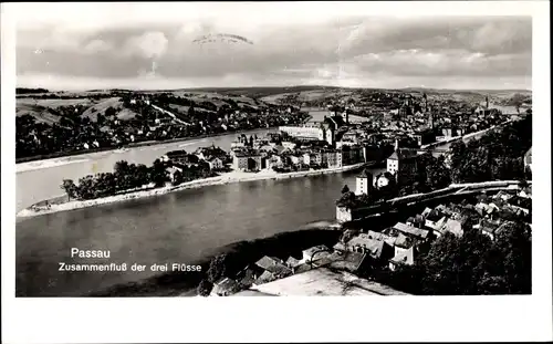 Ak Passau in Niederbayern, Zusammenfluß der 3 Flüsse
