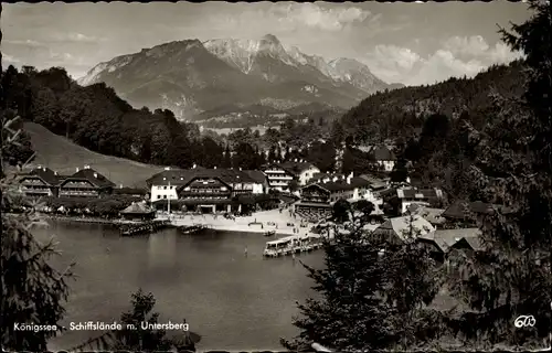 Ak Schönau am Königssee Oberbayern, Schiffslände, Untersberg
