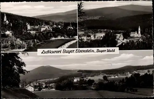 Ak Bayerisch Eisenstein im Bayrischen Wald, Panorama, Verschiedene Winkel