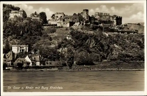 Ak Sankt Goar am Rhein, Rhein mit Burg Rheinfels