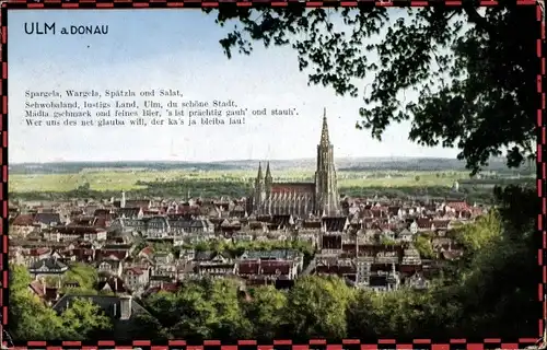 Ak Ulm an der Donau Baden Württemberg, Blick auf Stadt mit Münster, Gedicht