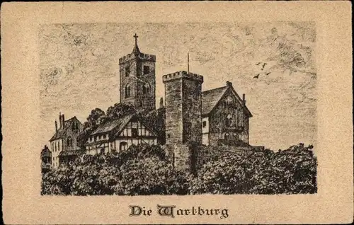 Künstler Ak Eisenach Thüringen, Blick auf die Wartburg