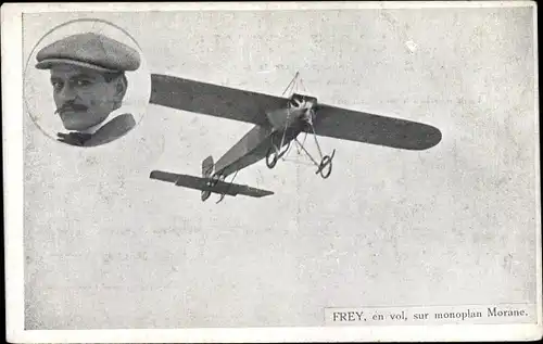 Ak Aviateur Frey, en vol sur monoplan Morane, Flugpionier