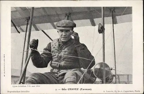 Ak Géo Chavez, Farman, Biplan, Aviateur, Flugpionier