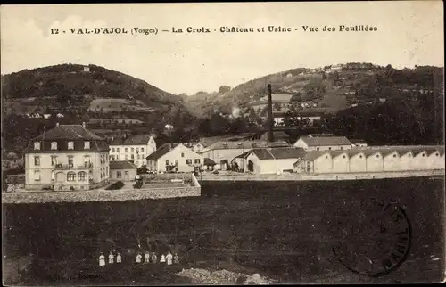 Ak La Croix Le Val-d'Ajol Vosges, Château et Usine, Vue des Feuillées