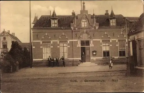 Ak Ede Gelderland Niederlande, Gemeentehuis, Schule, Kinder