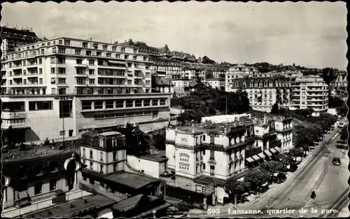 Ak Lausanne Kanton Waadt, quartier de la gare