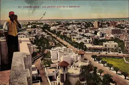 Ak Casablanca Marokko, Vue generale prise de la Cathedrale