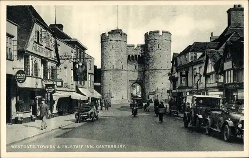 Ak Canterbury Kent England, Westgate Towers, Falstaff Inn