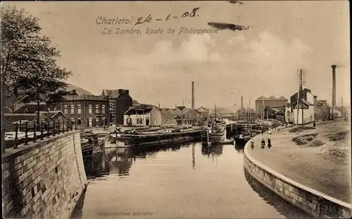 Ak Charleroi Wallonien Hennegau, La Sambre, Route de Philippeville